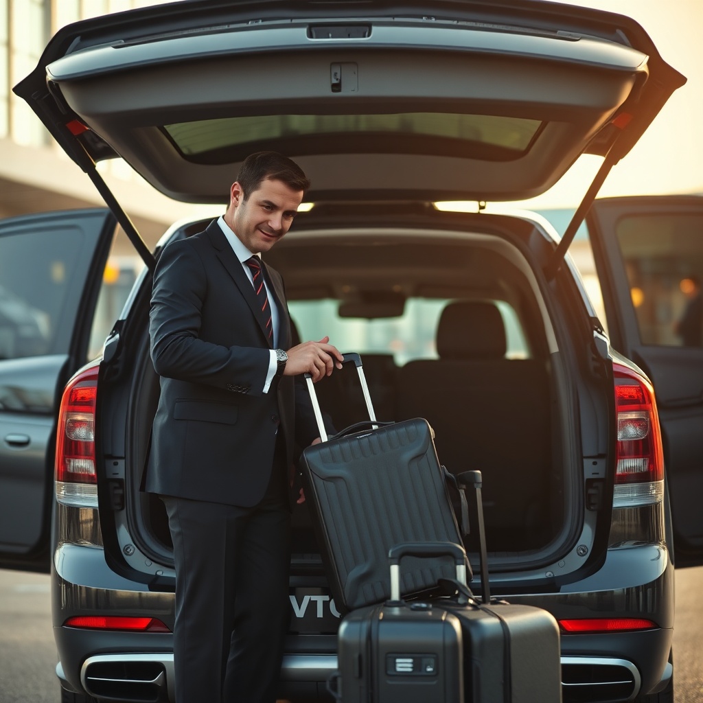 Professional driver assisting with luggage for a seamless and secure transfert aéroport Casablanca private service.