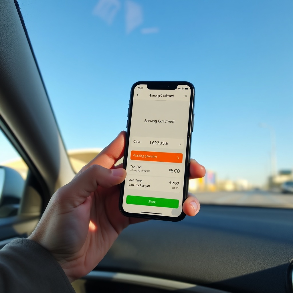 Réservation en ligne de stationnement sur smartphone affichant le parking aéroport Casablanca prix et réductions.