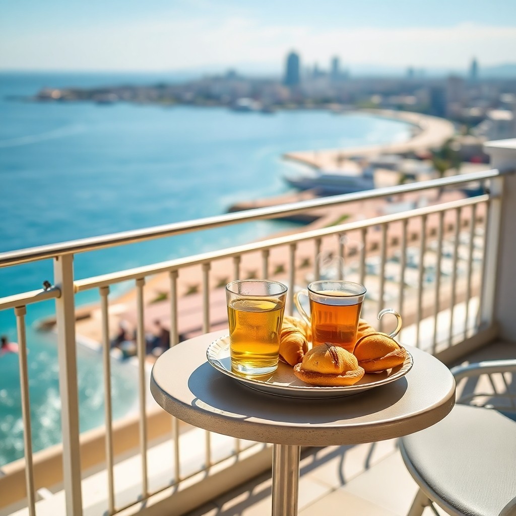 Détente et pause café sur la Corniche pendant une escale à Casablanca de quelques heures.