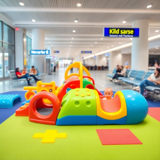 Children playing in designated airport play area