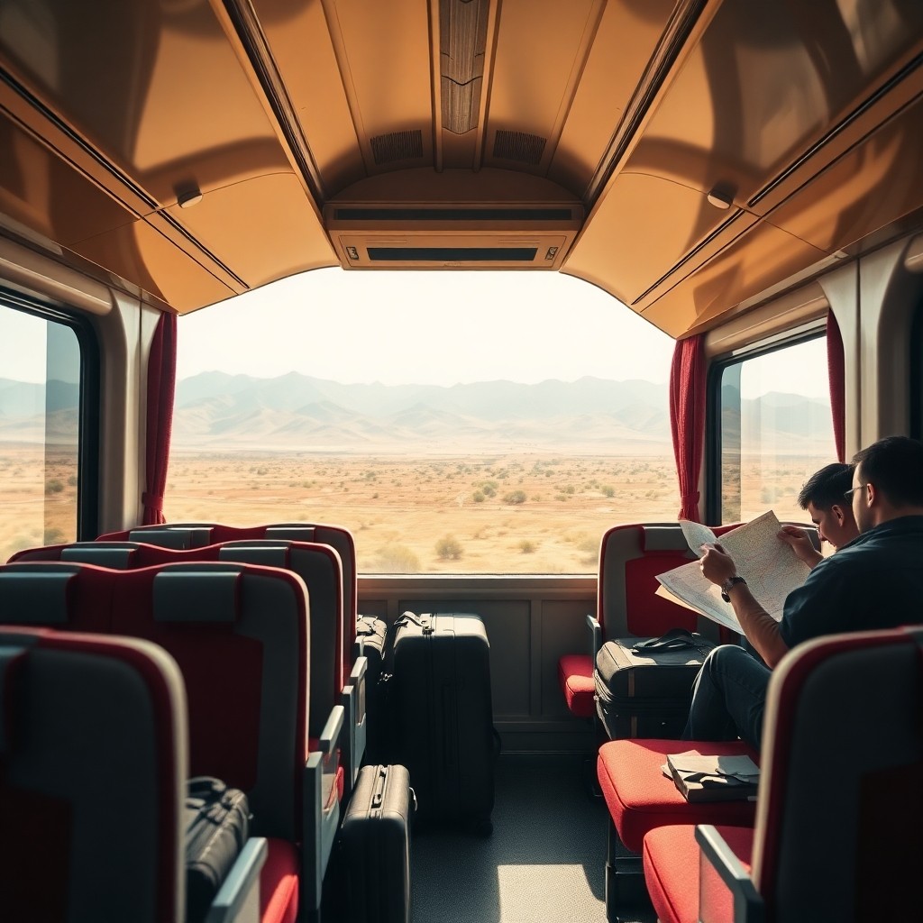 Voyageur confortable à bord du train ONCF pour se rendre à Marrakech depuis l'aéroport Casablanca