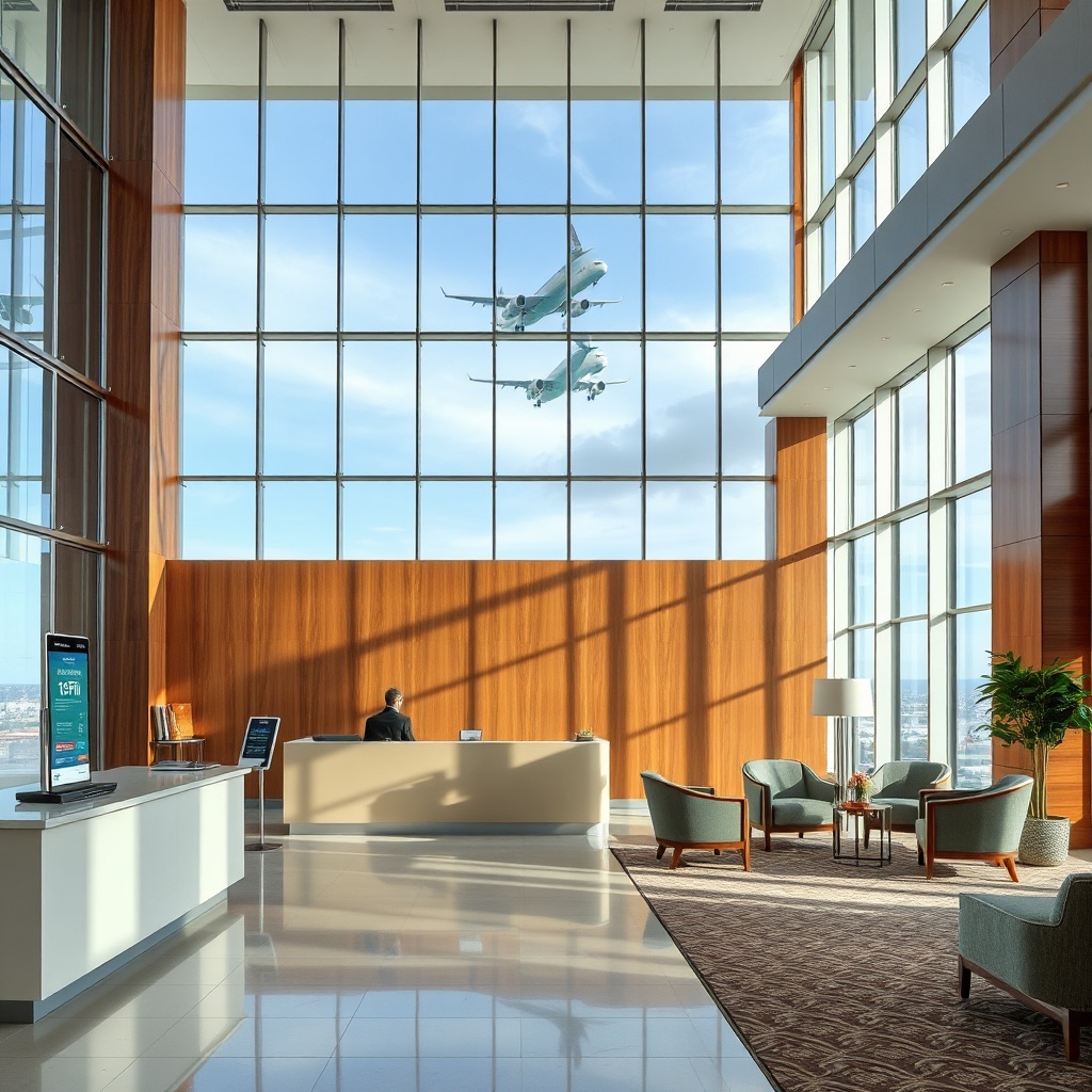Intérieur d'un hôtel de qualité près de l'Aéroport Mohammed V, représentant les Meilleurs Hôtels près de l'Aéroport Mohammed V avec services business et design éco‑responsable