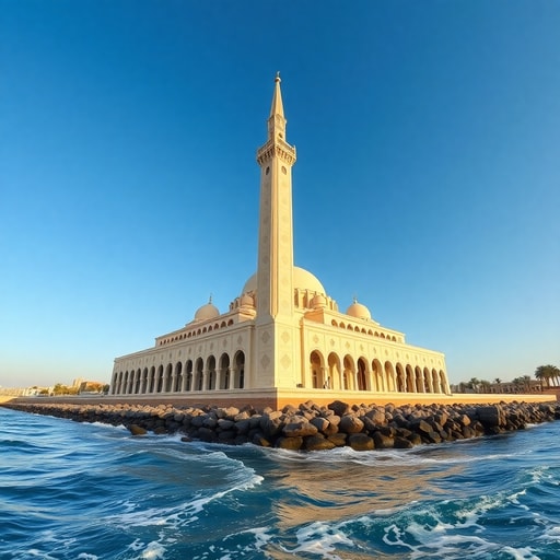 Hassan II Mosque in Casablanca Morocco overlooking the Atlantic Ocean