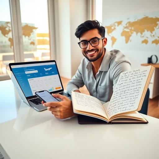 Traveler using flight search apps and price alerts to find deals to Casablanca