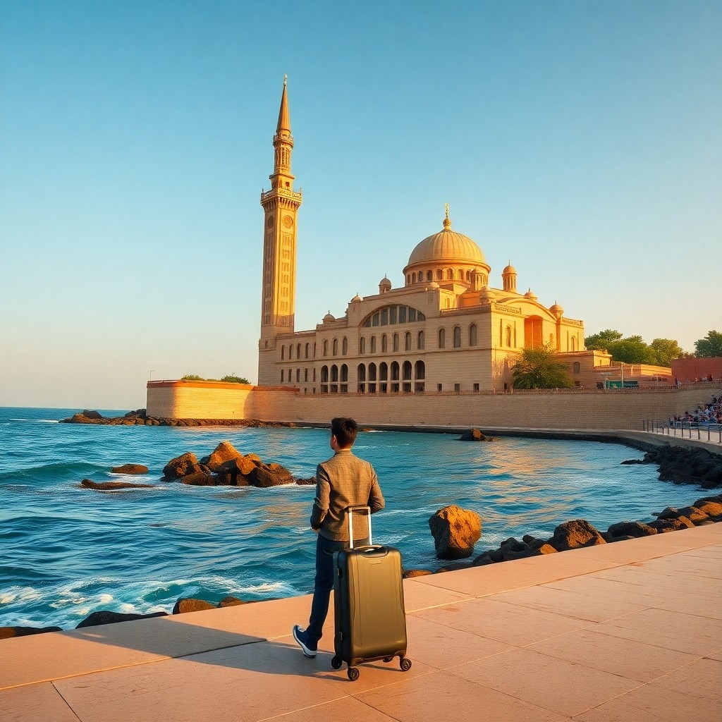 Escale à Casablanca : Que faire en 4 ou 8 heures ? Visitant la majestueuse Mosquée Hassan II au bord de l'océan Atlantique.