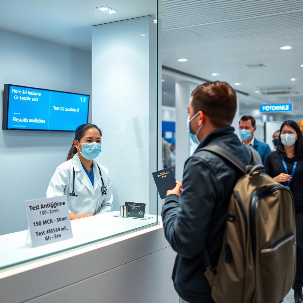 Voluntary COVID-19 testing center at Casablanca airport with price list, part of current sanitary measures aéroport Casablanca