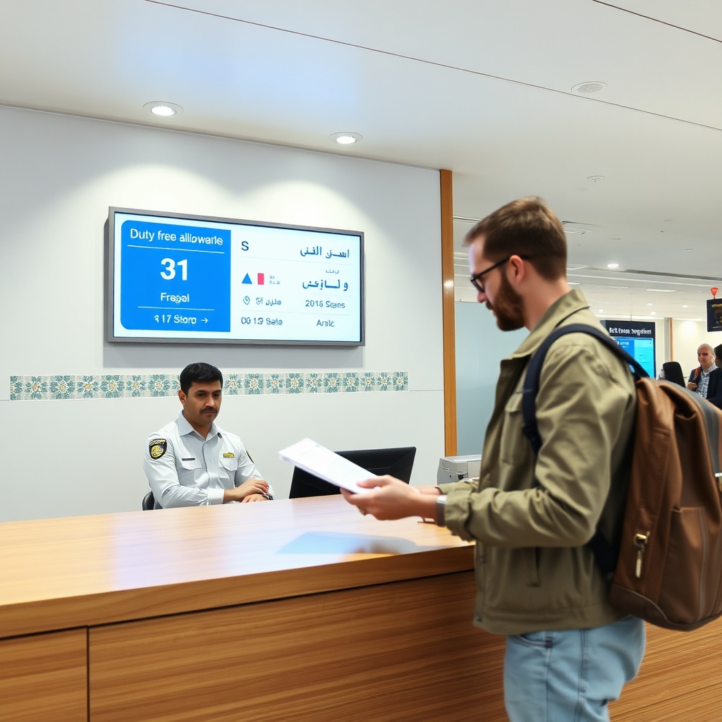 Official customs declaration process at douane aéroport casablanca, where travelers submit identification and goods paperwork to officers under transparent arrival regulations.
